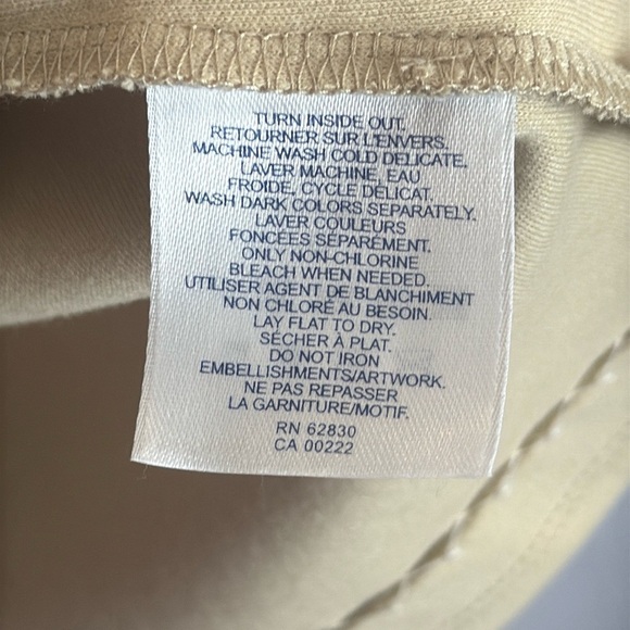 Lands' End 100% Cotton Cream 3/4 Sleeve Top with Beaded Details Size 14-16 - Picture 8 of 13